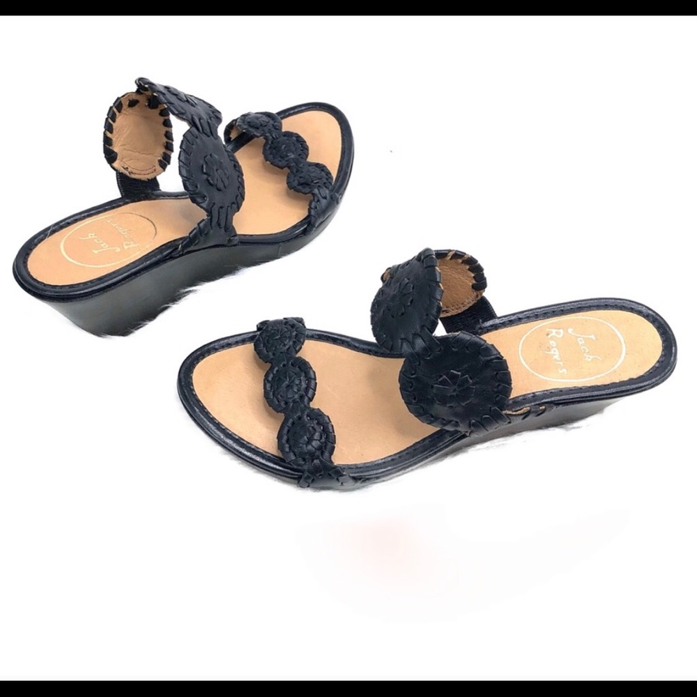 Jack Rogers Luccia Black Wedge Sandals